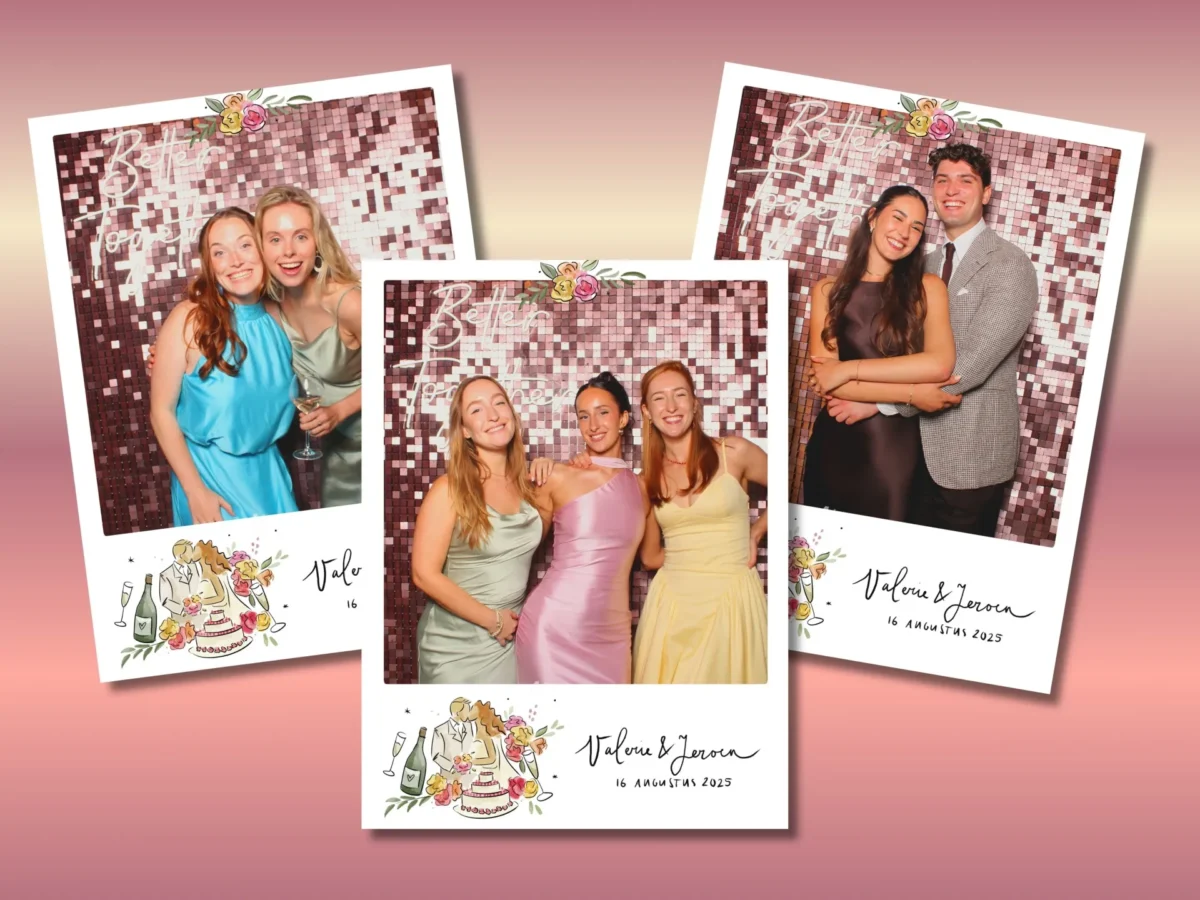 polaroid foto's met bruiloftgasten photobooth bruiloft Houtse meer